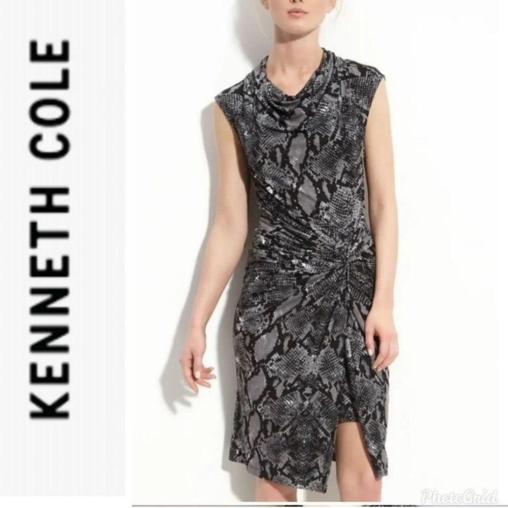 Kenneth Cole Black and White Asymmetrical Sheath Dress sz 1x
